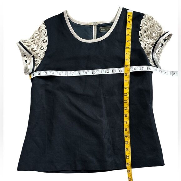 Mint velvet linen cotton blend Black and Cream Top Womens Size 14 with lining. - Picture 14 of 14